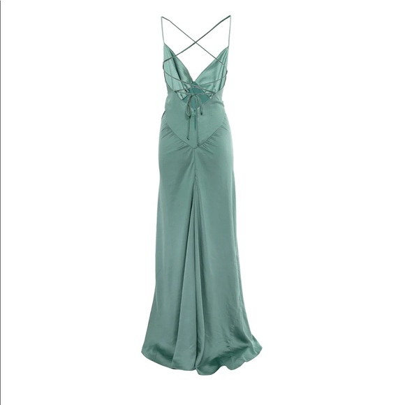 Roserry SEVILLE SATIN MAXI DRESS IN OCEAN BLUE GREEN M/L - Picture 2 of 9